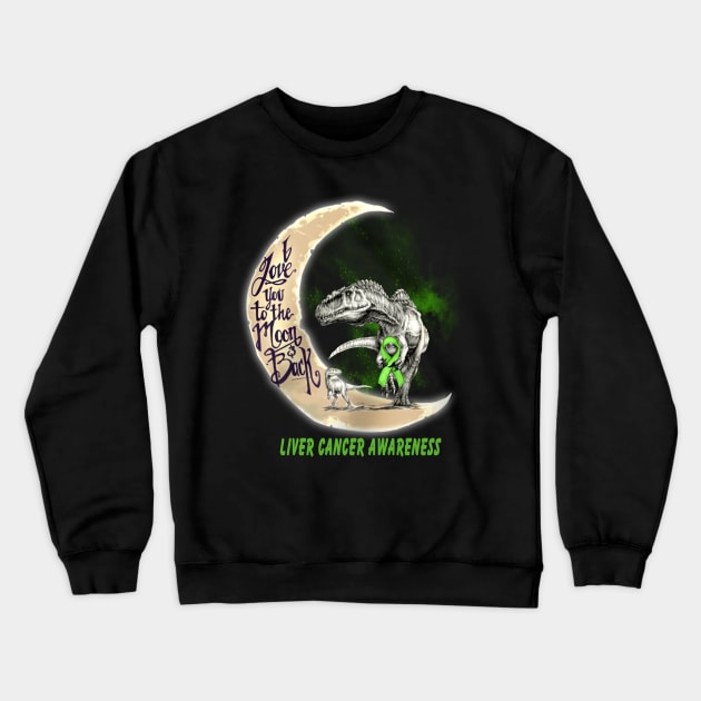 liver cancer moon dinosaur Crewneck Sweatshirt by TeesCircle